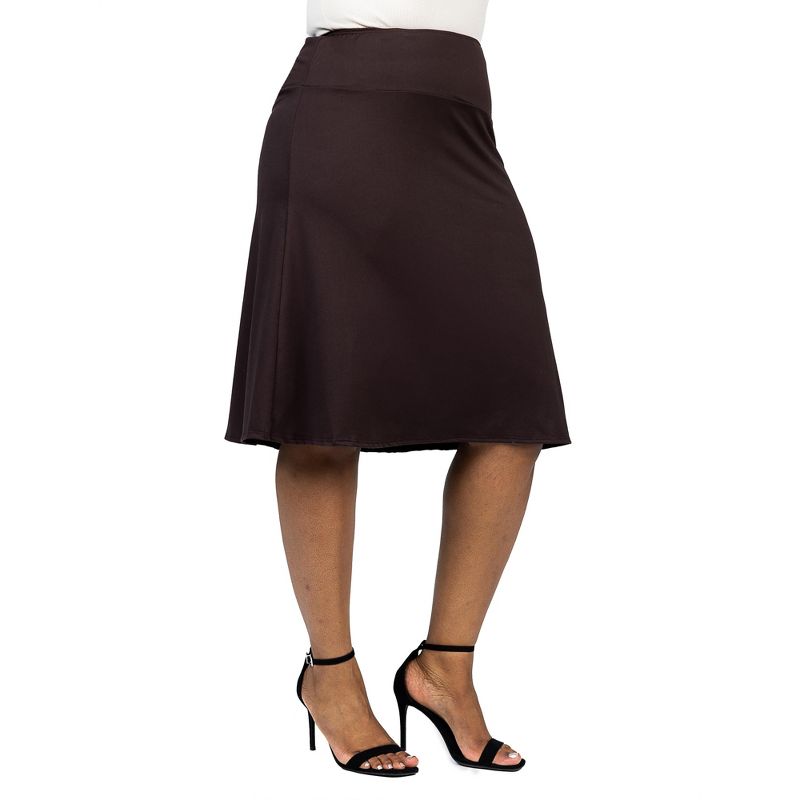 24seven Comfort Apparel A Line Elastic Waist Knee Length Plus size Skirt, 2 of 4
