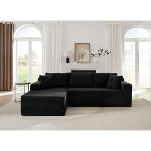 VASIP L-Shaped Left Lounge Chair Cloud Sectional Modular Sofa with Deep Seat,  for Living Room, Apartment, Bedroom No Assembly Required,Black - 1 of 4