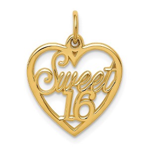 Black Bow Jewelry 14k Yellow Gold Sweet 16 Heart Charm or Pendant, 16mm - 1 of 4