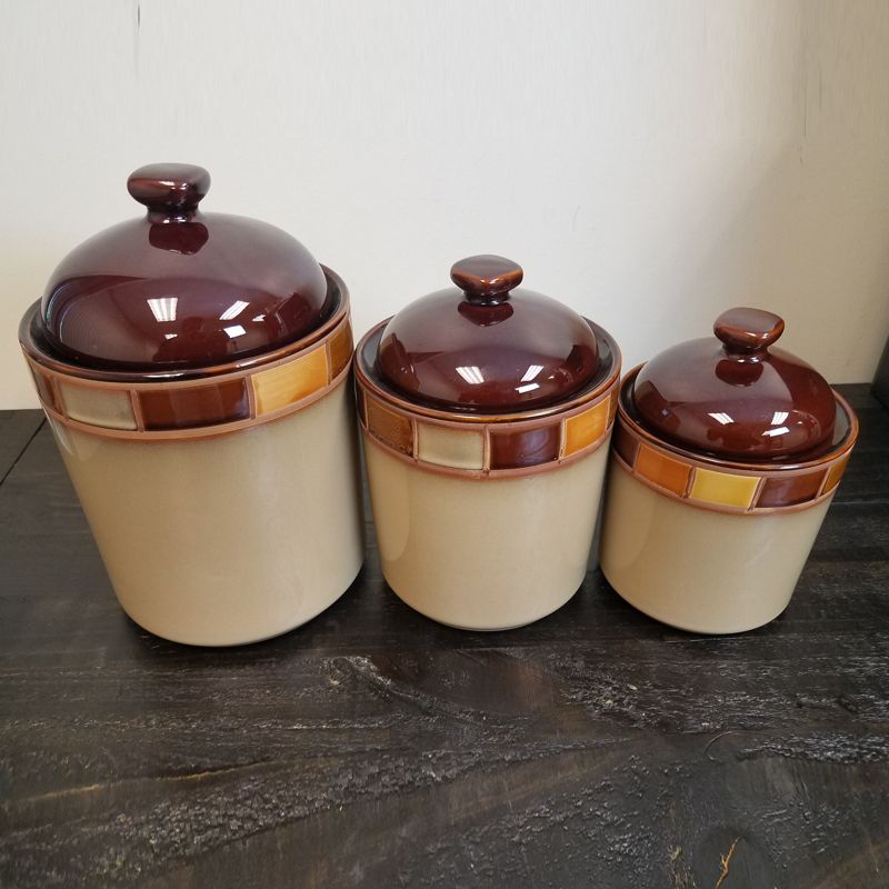 Casa Estebana 3 Piece Stoneware Storage Canister Container Jar Set, 4 of 6