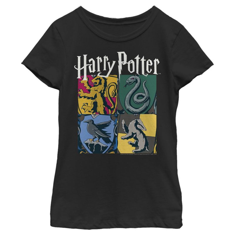 Girl's Harry Potter Hogwarts Houses Vintage Collage T-Shirt, 1 of 5