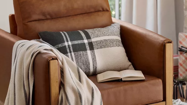 Channel Collection Suede Cushion Cover in Geometric Patterned Browns and  Fushia Set of Two