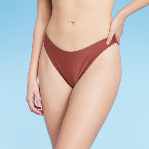 Women's Scoop Front Ultra High Leg Cheeky Bikini Bottom - Wild Fable™ Brown  Xxs : Target