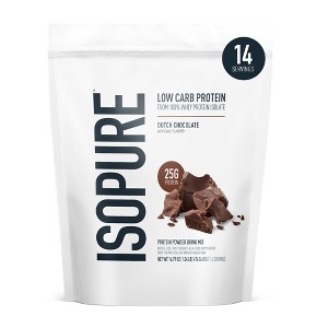 Isopure Low Carb 25g Whey Isolate Protein Powder - Dutch Chocolate - 14 Servings - 1LB - 1 of 4