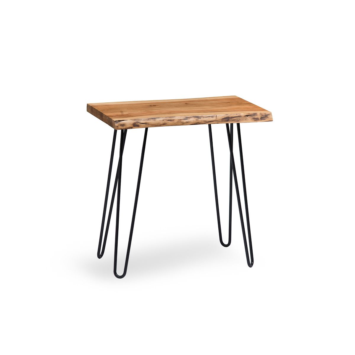 Alaterre Furniture 20" Hairpin Natural Brown Live Edge End Table Metal And Wood