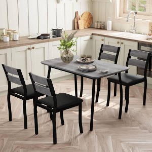 Dining Table Set for 4, Metal Frame Kitchen Table and Chair Set, Space-Saving Dining Room Furniture for Small Spaces, Apartment, Studio - 1 of 4