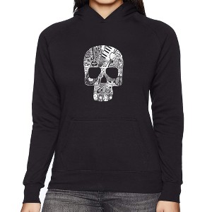LA Pop Art Rock n Roll Skull - Women's Word Art Hooded Sweatshirt - 1 of 4