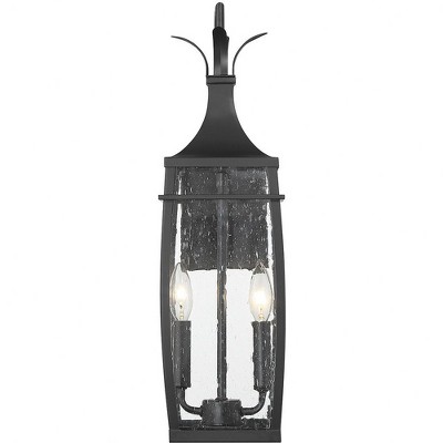 Montpelier Matte Black 2-Light Outdoor Wall Lantern with Clear Seeded Glass