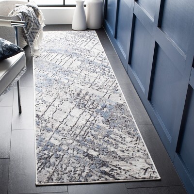 Amelia Ivory and Gray Abstract Synthetic Runner Rug