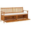 vidaXL Storage Bench with Cushion, 66.9" Solid Wood Acacia - 3 of 4