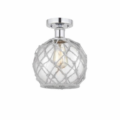 Farmhouse Rope - 1 Light Semi-Flush Mount In Industrial Style-10.75 Inches Tall and 8 Inches Wide