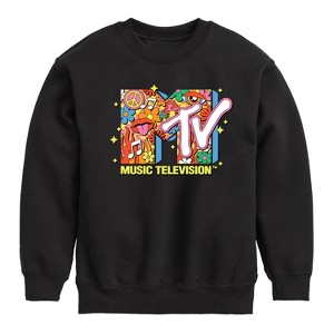 Boys' - MTV - Logo Retro Collage Graphic Long Sleeve Fleece Sweatshirt - 1 of 3