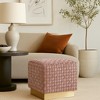LeisureMod Myrtle 19" Square Velvet Ottoman – Elegant Weave Design with Gold Base for Living Room, Bedroom, Lounge, Office & Contemporary Spaces - 2 of 4