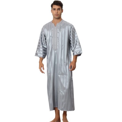 Lars Amadeus Men's 3/4 Sleeves V Neck Comfy Pajamas Satin Striped Nightshirts