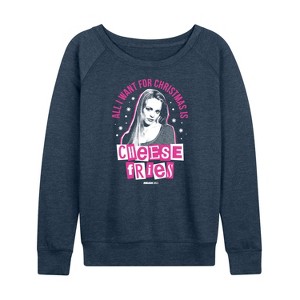 Women's - Mean Girls - Christmas Cheese Fries Lightweight French Terry Wide Neck Long Sleeve Shirt - 1 of 4