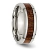 Black Bow Jewelry Men's 8mm Stainless Steel Brn Koa Wood Enamel Beveled Comfort Fit Band - 4 of 4