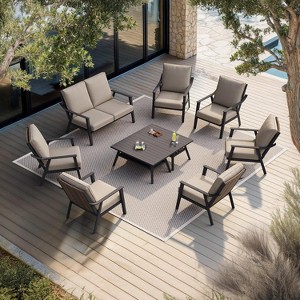 PURPLE LEAF  Rattan Outdoor Patio Furniture Set with Thick Cushion Heavy-Duty Metal Patio Conversation Sets for Backyards Gardens Poolside Porch - 1 of 4