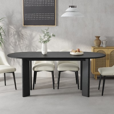 SpassWay 30"H Oval Wood Dining Table Kitchen Table Conference Table with 4 Legs