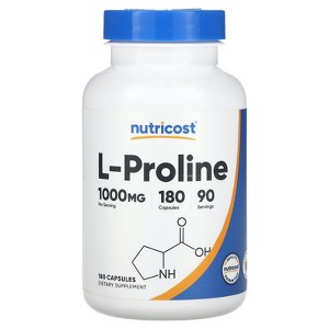 Nutricost L-Proline, 1,000 mg, 180 Capsules (500 mg per Capsule) - 1 of 2