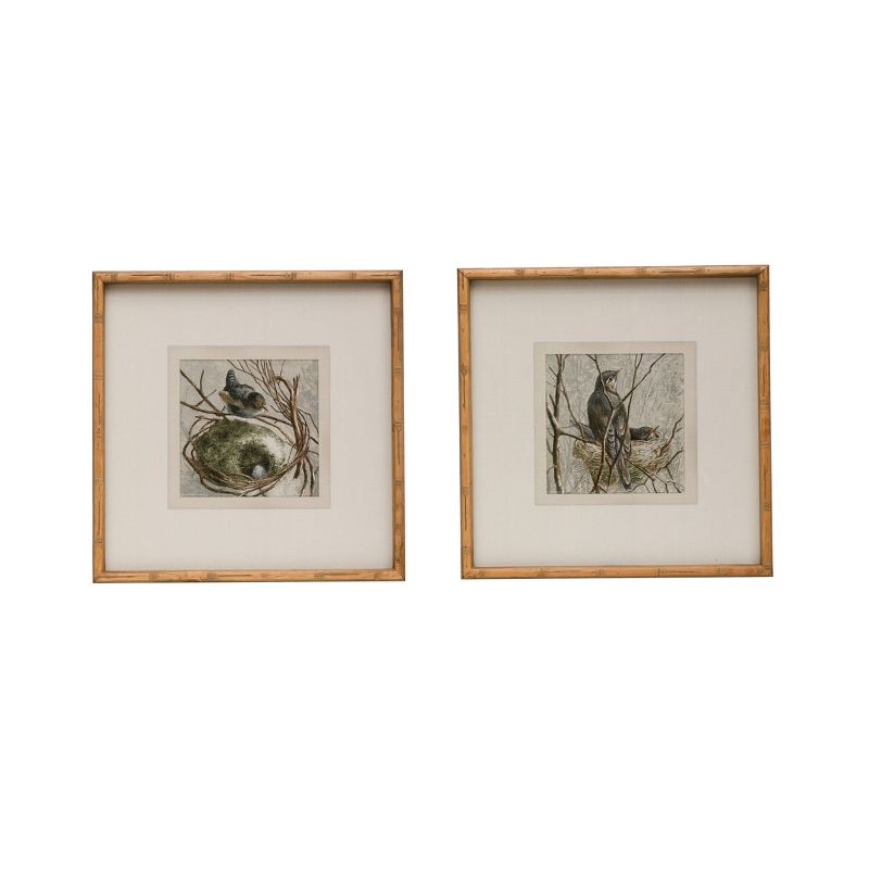 (Set of 2) 18&#34; Square Wood Framed Wall Arts with Bird and Nest - Storied Home, 3 of 9