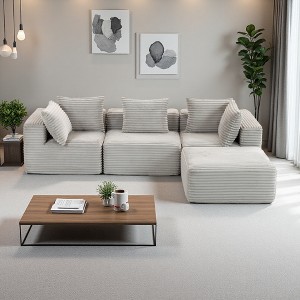 Corduroy Modular L-Shaped Sectional Sofa, Flexible Configuration - 1 of 4