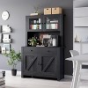 Kitchen Pantry Cabinet with Microwave Stand and Coffee Bar, Freestanding Hutch with Drawers, Doors & Adjustable Shelves - 3 of 4