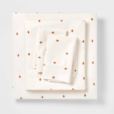 Twin/Twin XL 400 Thread Count Fall Pattern Performance Sheet Set Bronze Diamond Dot - Threshold™