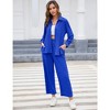 Women Two Piece Casual Outfits Y2K Loungewear Pleated Wide Leg Pants Long Sleeve Button Down Shirt Streetwear Set - image 3 of 4