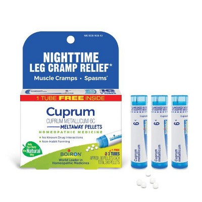 Cuprum 6C 3 MDT by Boiron Homeopathic Medicine for Nighttime Leg Cramp Relief Relief  -  3 Tubes Pellet