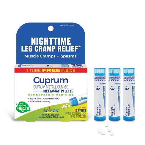 Cuprum 6C 3 MDT by Boiron Homeopathic Medicine for Nighttime Leg Cramp Relief Relief  -  3 Tubes Pellet - image 1 of 4