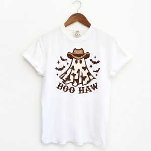 Simply Sage Market Women's Boo Haw Ghost Short Sleeve Garment Dyed Tee - 1 of 2