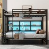 Whisen Metal Queen over Queen Bunk Bed with Ample Storage Cabinets, LED Lighting and Guard Rails - Black - 2 of 4