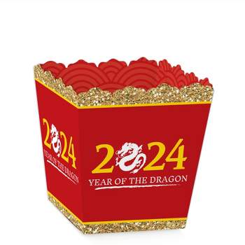 Big Dot of Happiness 2024 Year of the Dragon - Party Mini Favor Boxes - Lunar New Year Treat Candy Boxes - Set of 12