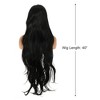 Unique Bargains Women's Long Natural Curly Lace Front Wigs with Wig Cap 40" Black 1 Pc - 2 of 4