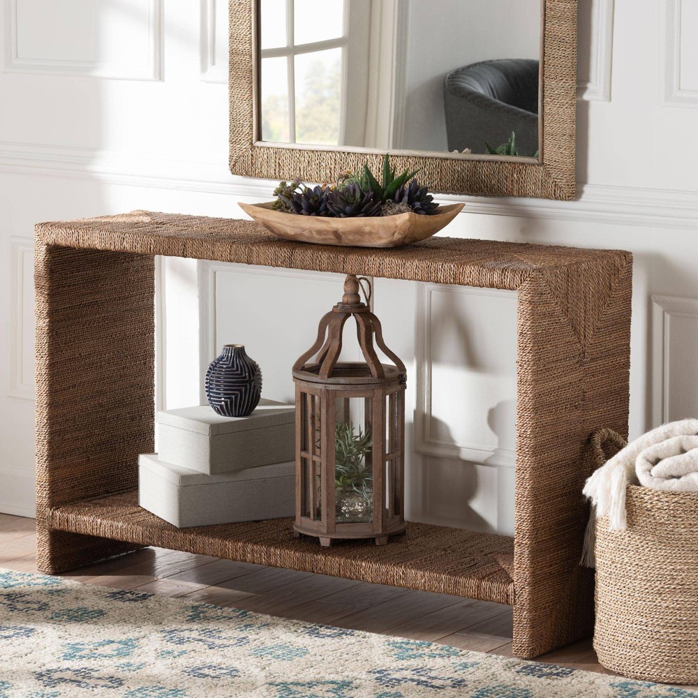 bali & pari Liza Seagrass Console Table Natural Seagrass