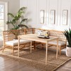 bali & pari 4pc Adora Rattan Dining Nook Set: Bohemian Style, Cushioned Seating, Rubberwood Table - 2 of 4