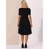 Allegra K Women's Sweetheart Neckline Short Sleeve Work A-Line Dress - 3 of 4