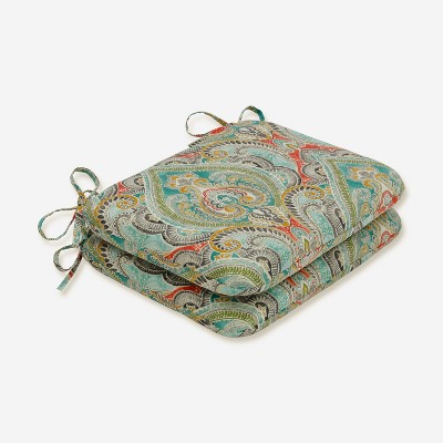 2pk Pretty Witty Reef Rounded Corners Outdoor Seat Cushion Blue - Pillow Perfect: Patio Replacement, Weather-Resistant