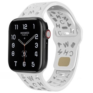 HTUTWOO Compatible with Apple Watch Band, Letter Silicone Sport Strap 38/40/41/42/44/45/46/49mm for iWatch Series 11 10 9 8 7 6 5 4 3 2 1 SE Ultra - 1 of 4