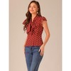 INSPIRE CHIC Women's Polka Dots Tie V Neck Flutter Cap Sleeve Blouse - 2 of 4