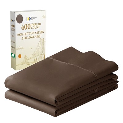 400 Thread Count Pillowcases, 100% Cotton Sateen, Soft & Cooling by California Design Den
