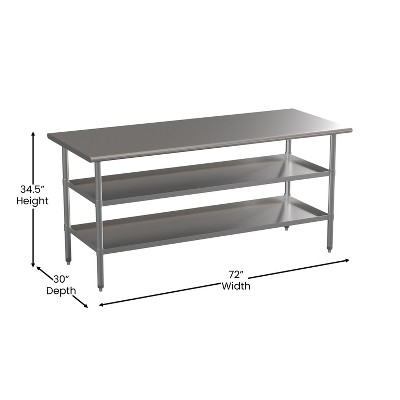 Stainless Steel 74" Work Table with Adjustable Undershelves