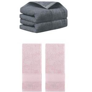 REGALWOVEN 4 Pcs Solid Soft Absorbent Hand Towel for Bathroom 14" x 30" - 1 of 4