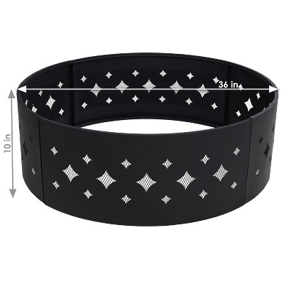 Sunnydaze 36-Inch Black Steel Wood-Burning Fire Pit Ring with Diamond Cutouts