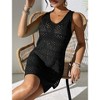 Women's Crochet Sleeveless Mini Dress - Openwork Knit V-Neck Side Slit Cover Up for Beach & Vacation - 2 of 4