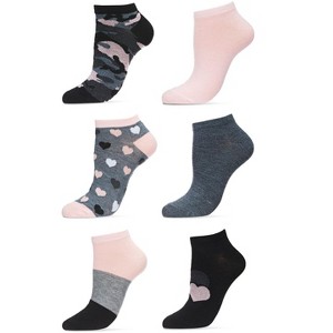 Memoi Women's 6 Pair Pack Camoflauge and Hearts Low Cut Socks Assorted Colors 9-11 - 1 of 3