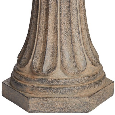 Farron Rustic Gray Stone 3-Tier Outdoor Water Fountain with LED Light