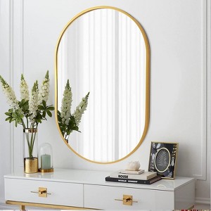 FONTOI Oval Mirrors, Metal Framed Mirror, Dressing Mirror for Bathroom Living Room Bedroom, Gold, 20"*1.1"*28" - 1 of 4