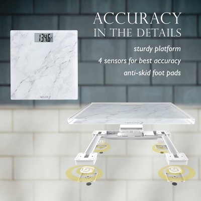 White Marble Design Digital Glass Bathroom Scale