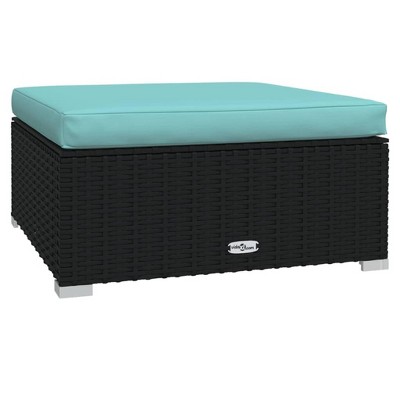 vidaXL Poly Rattan Patio Footrest with Cushion - Weatherproof Outdoor Ottoman with Durable Steel Frame and Plastic Feet